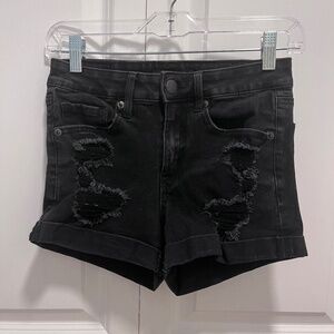 Aeropostale High Rise Midi Distressed Shorts
